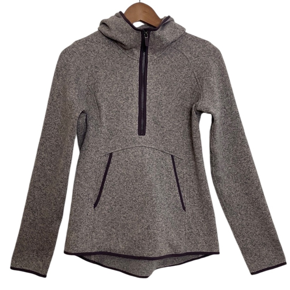 Lululemon Sweater Womens 4 Mauve Gray Fleece and Thank You Pullover Hoodie